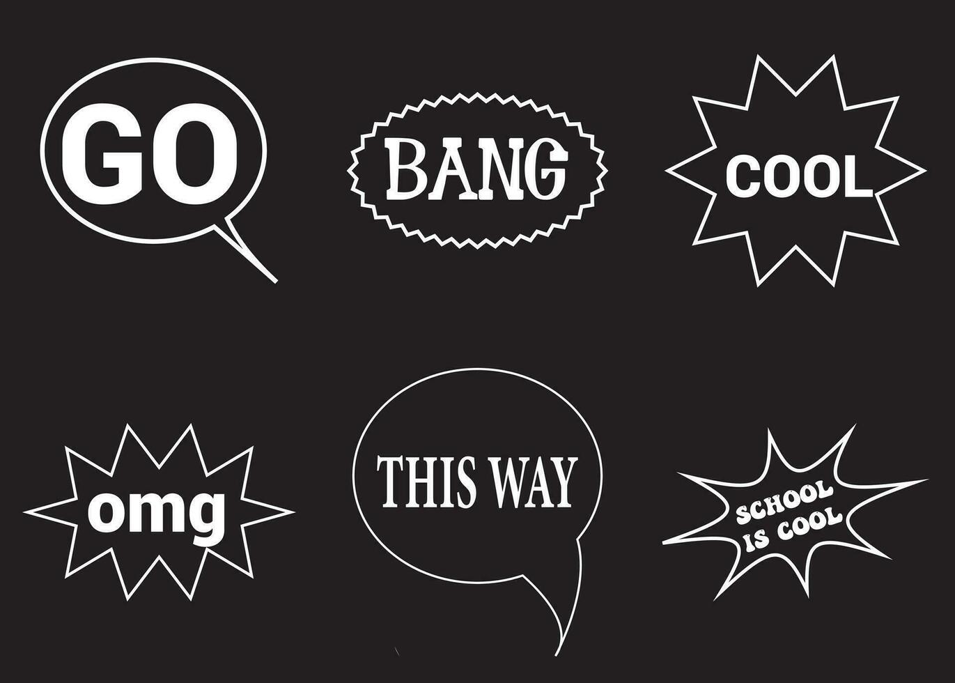 Lettering back school, go, goal, football, super, hey. Set comics book balloon. Bubble speech phrase. Cartoon exclusive font label tag expression. Comic text sound effects. vector