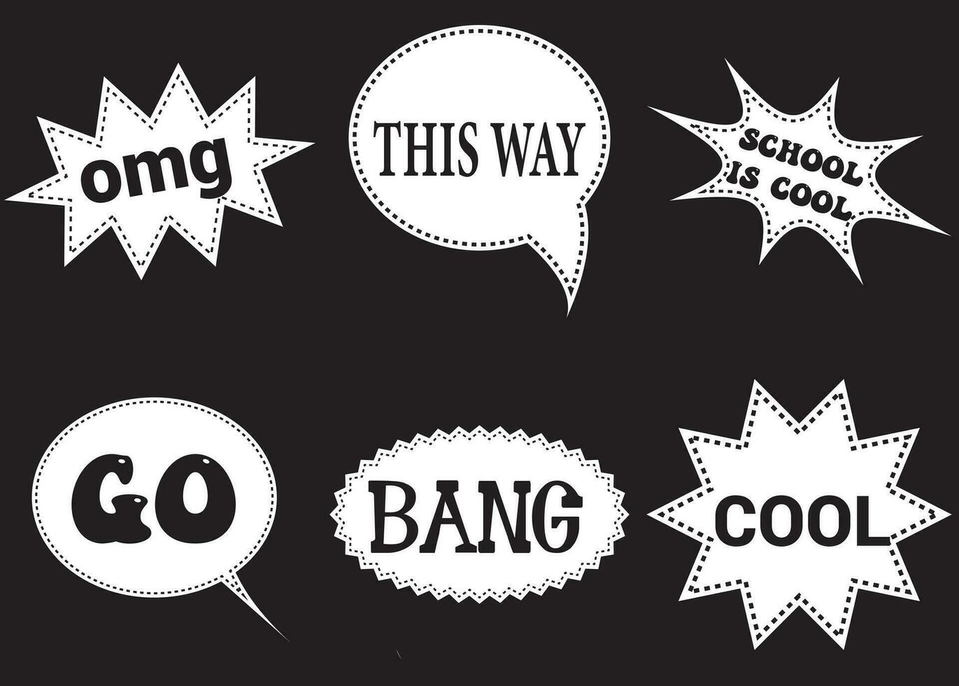 Lettering back school, go, goal, football, super, hey. Set comics book balloon. Bubble speech phrase. Cartoon exclusive font label tag expression. Comic text sound effects. vector