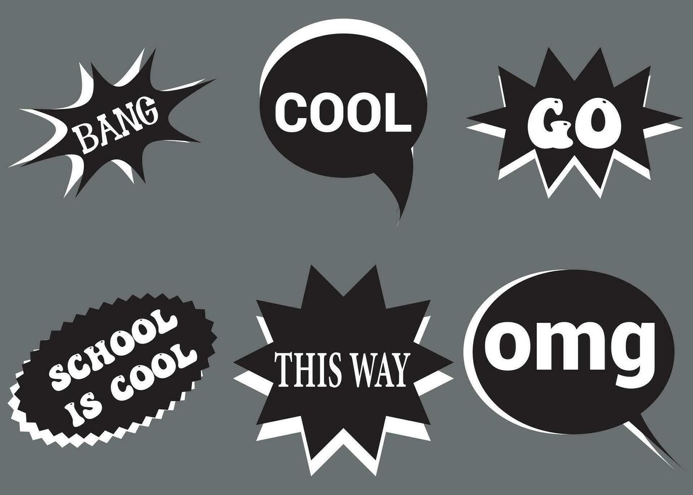 Lettering back school, go, goal, football, super, hey. Set comics book balloon. Bubble speech phrase. Cartoon exclusive font label tag expression. Comic text sound effects. vector