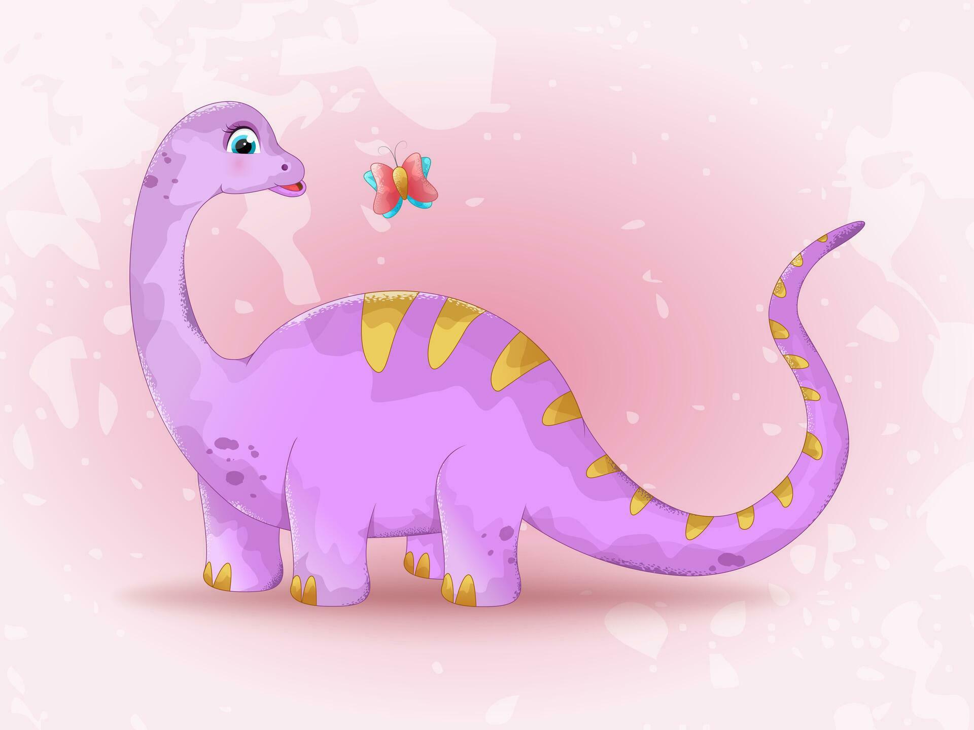 Enchanting Encounter. Dinosaur and Butterfly 26285410 Vector Art at