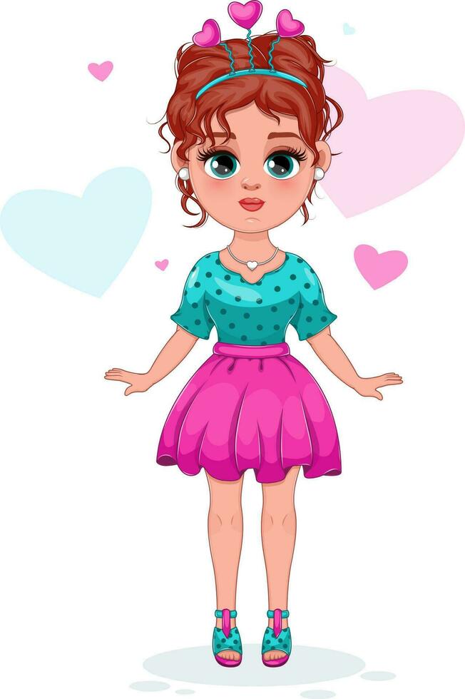 Stylish cartoon Girl in a Beautiful Summer Outfit vector