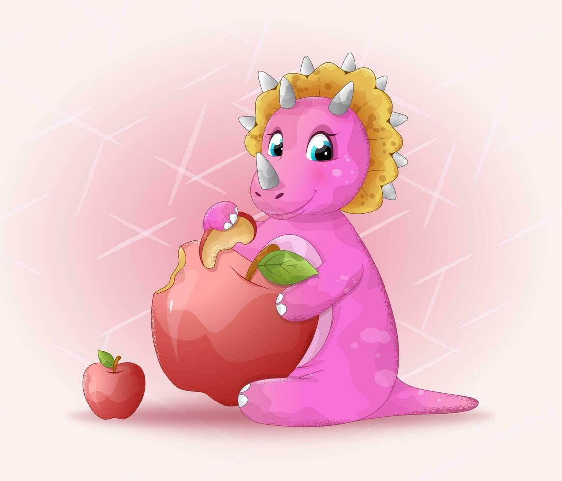 Delightful Duo. Dinosaur's Apple Adventure vector