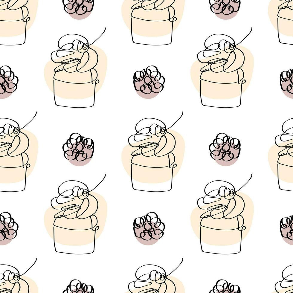 Seamless pattern with hand drawn doodle desserts vector