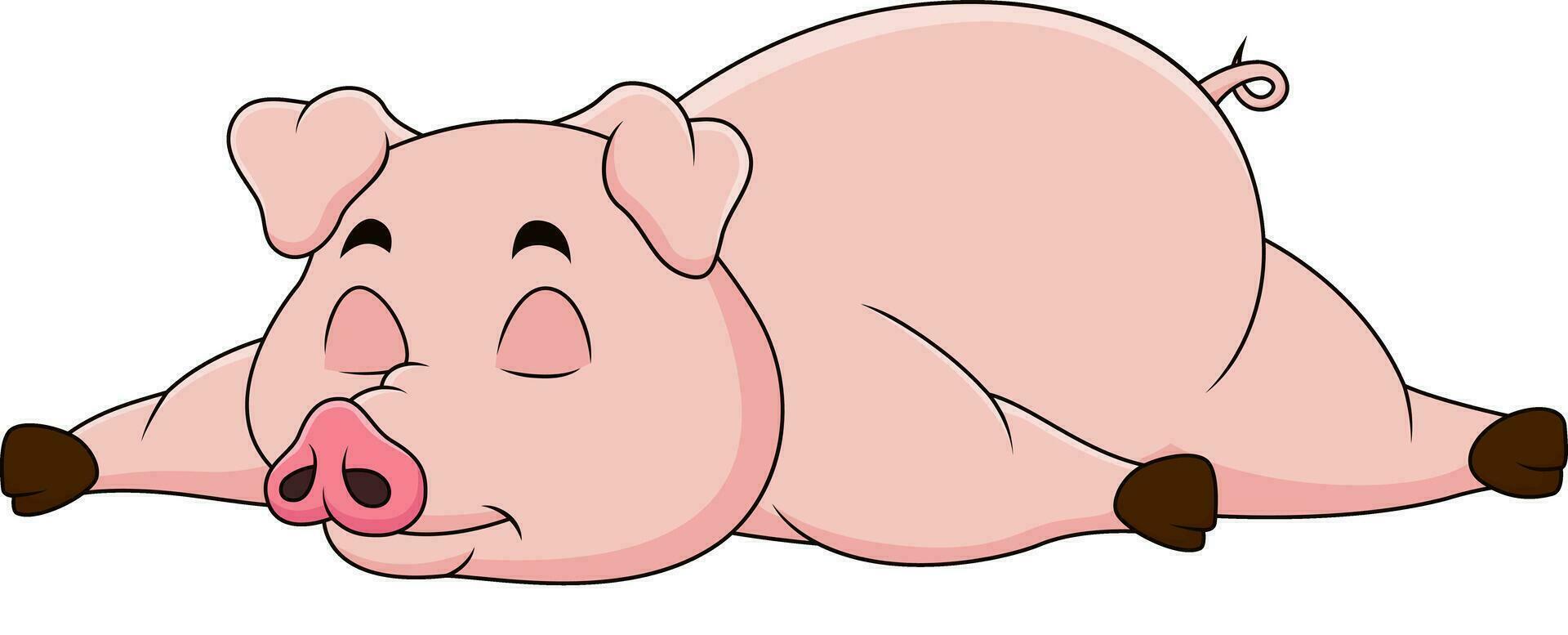 Cute pig mascot cartoon sleeping. Cute animal mascot illustration vector