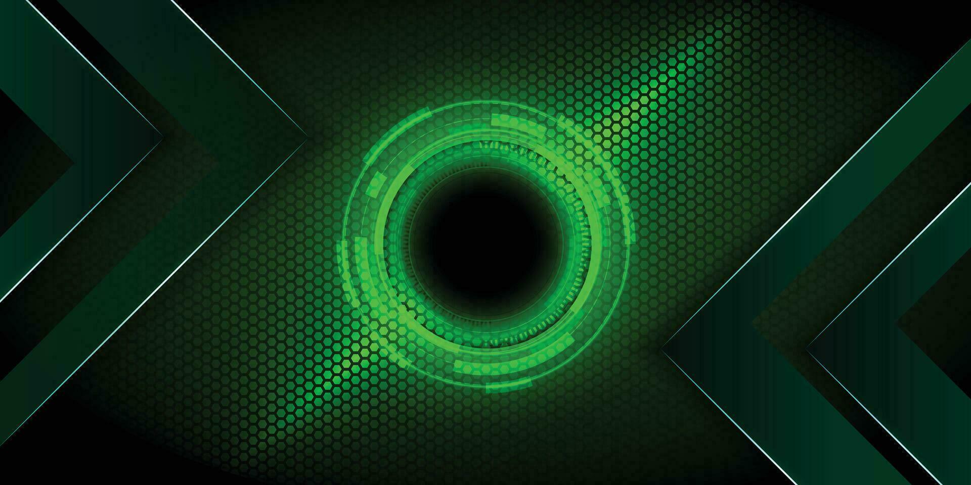 Abstract illustration glowing green graphics under a black steel grid, dark background. vector