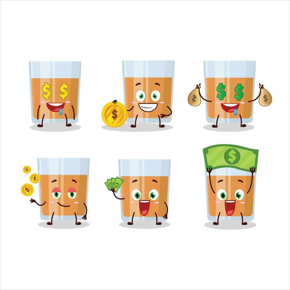 Glass of chocolates cartoon character with cute emoticon bring money vector
