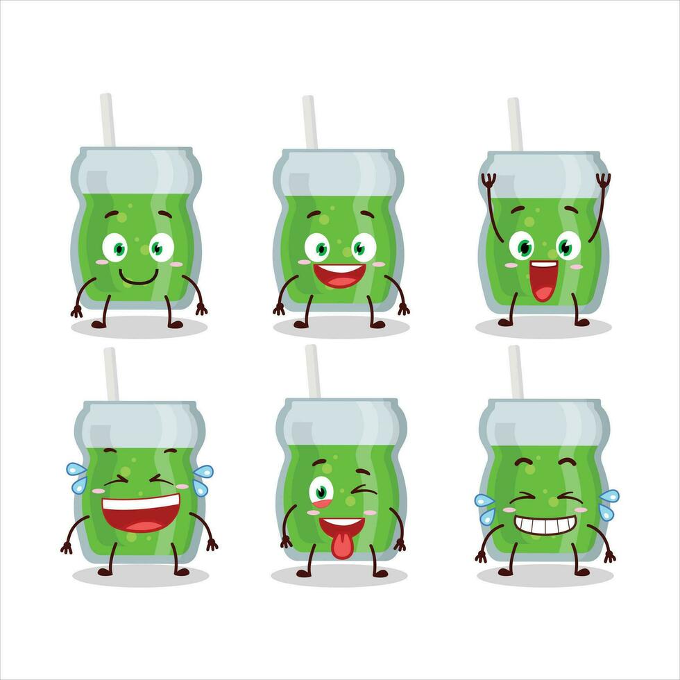 dibujos animados personaje de aguacate jugo con sonrisa expresión vector