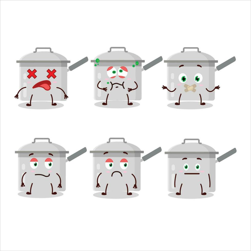Sauce pan cartoon character with nope expression vector