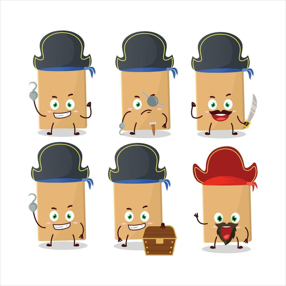 Cartoon character of food bag with various pirates emoticons vector