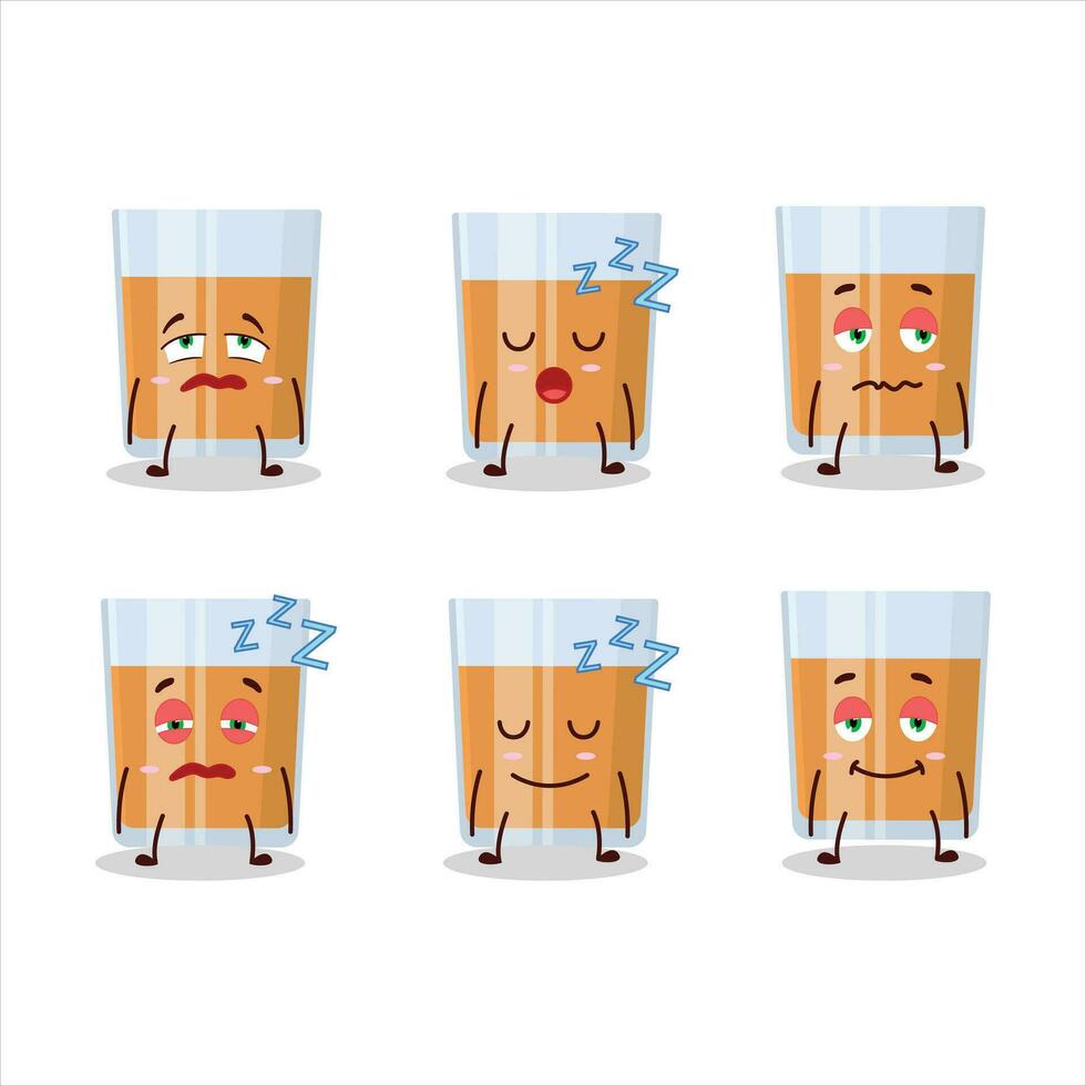 Cartoon character of glass of chocolates with sleepy expression vector