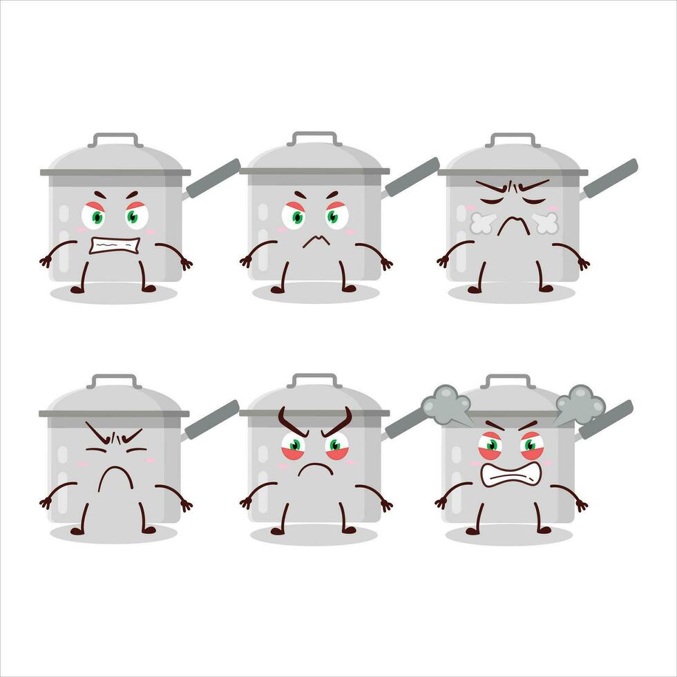 salsa pan dibujos animados personaje con varios enojado expresiones vector