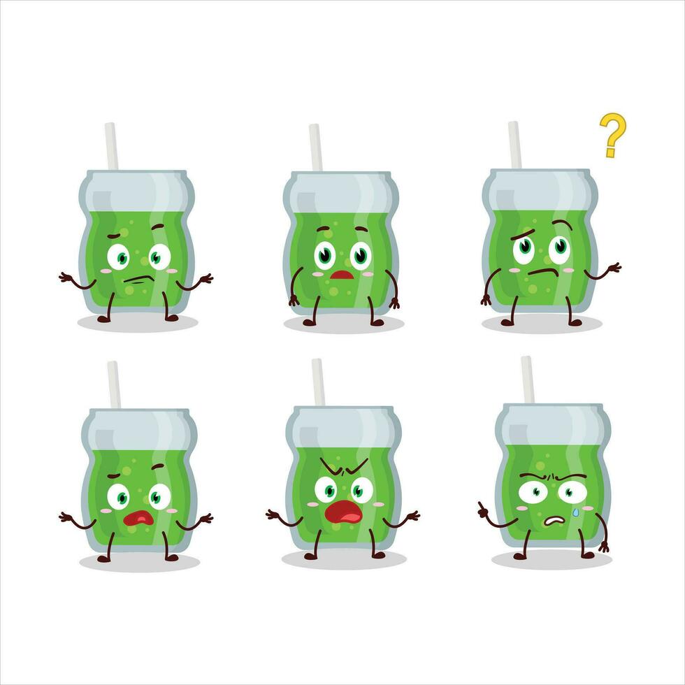 Cartoon character of avocado juice with what expression vector