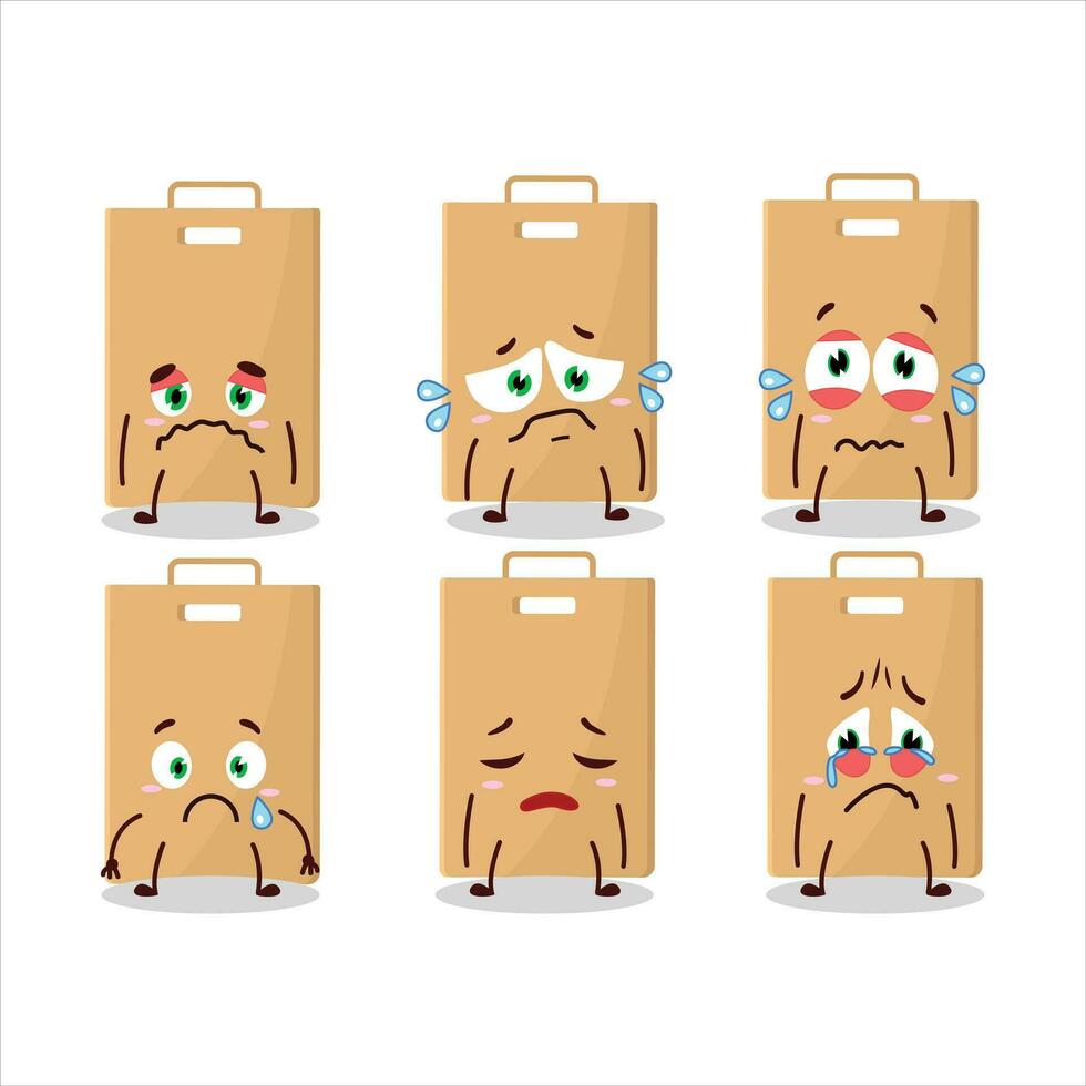 comida bolso dibujos animados personaje con triste expresión vector