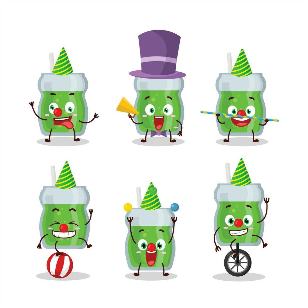 Cartoon character of avocado juice with various circus shows vector