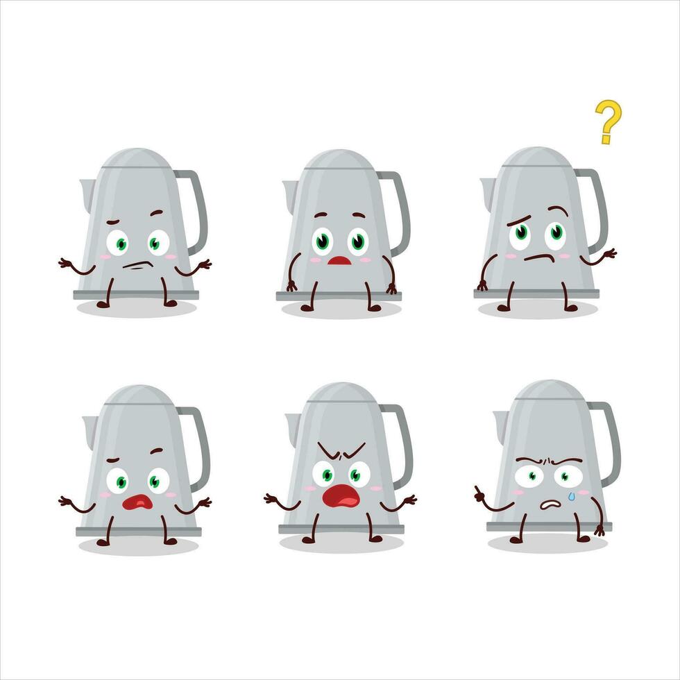 Cartoon character of electric kettle with what expression vector