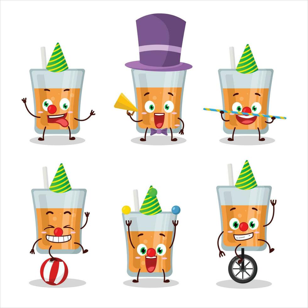 Cartoon character of papaya juice with various circus shows vector