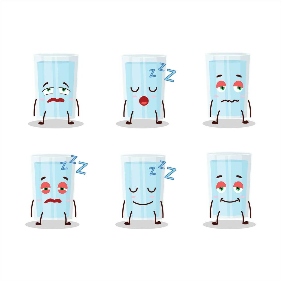 Cartoon character of glass of water with sleepy expression vector