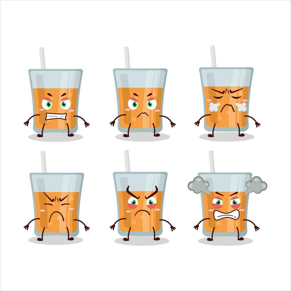 Papaya Juice cartoon character with various angry expressions vector
