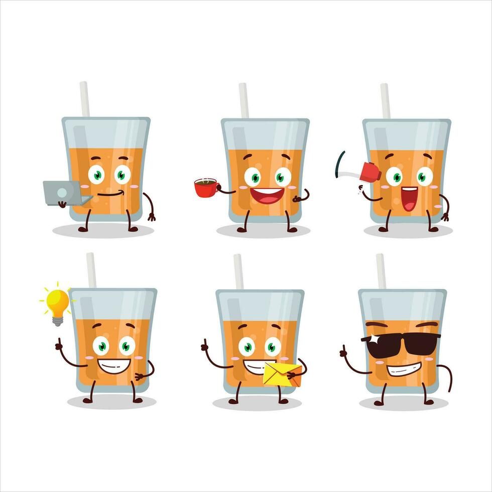 Papaya Juice cartoon character with various types of business emoticons vector