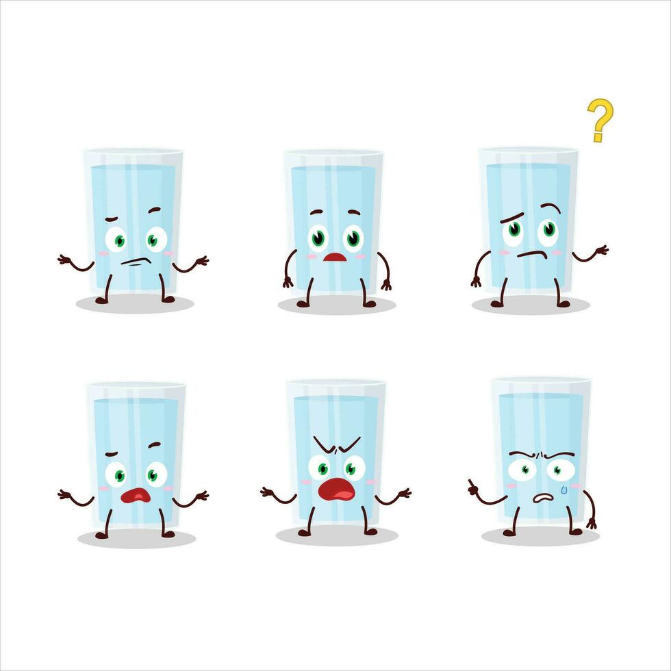 dibujos animados personaje de vaso de agua con qué expresión vector