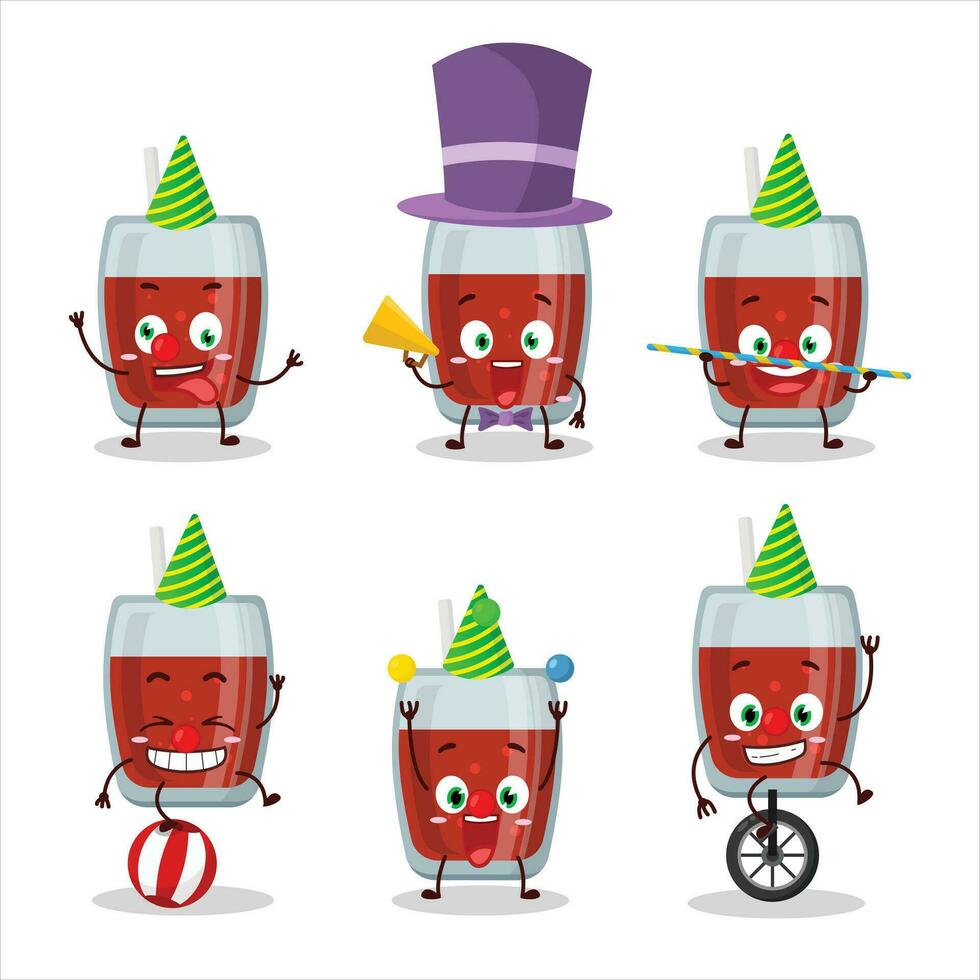 dibujos animados personaje de manzana jugo con varios circo muestra vector