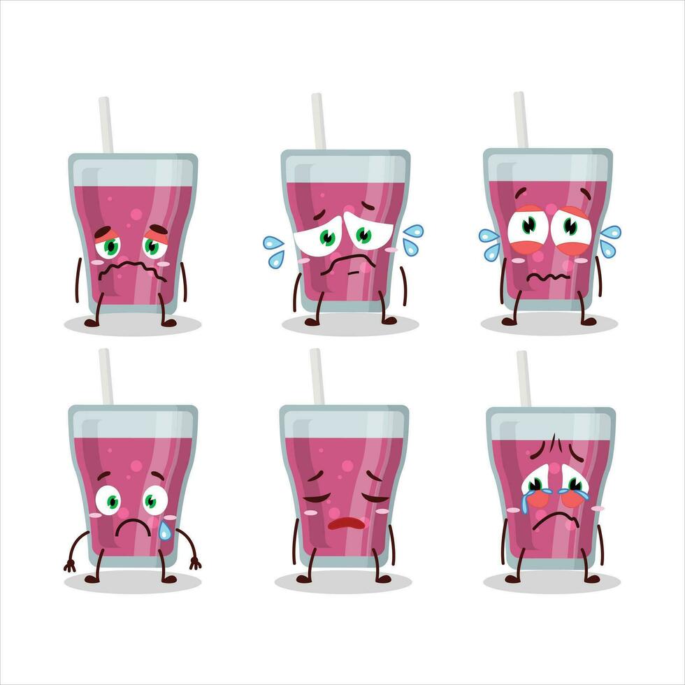 Purple juice cartoon character with sad expression vector