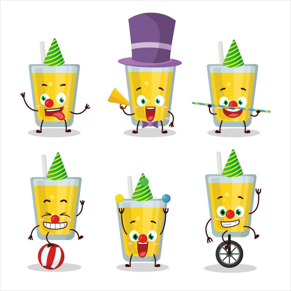 Cartoon character of banana juice with various circus shows vector