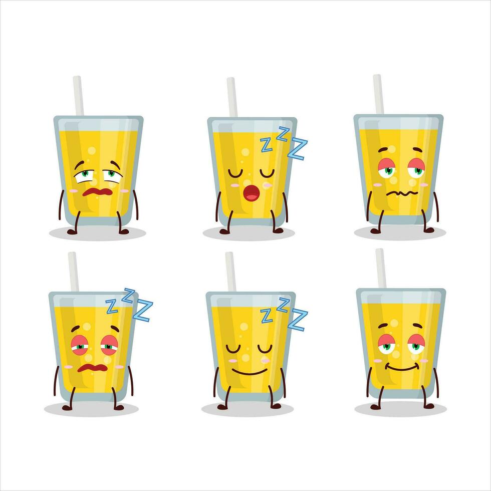 Cartoon character of banana juice with sleepy expression vector