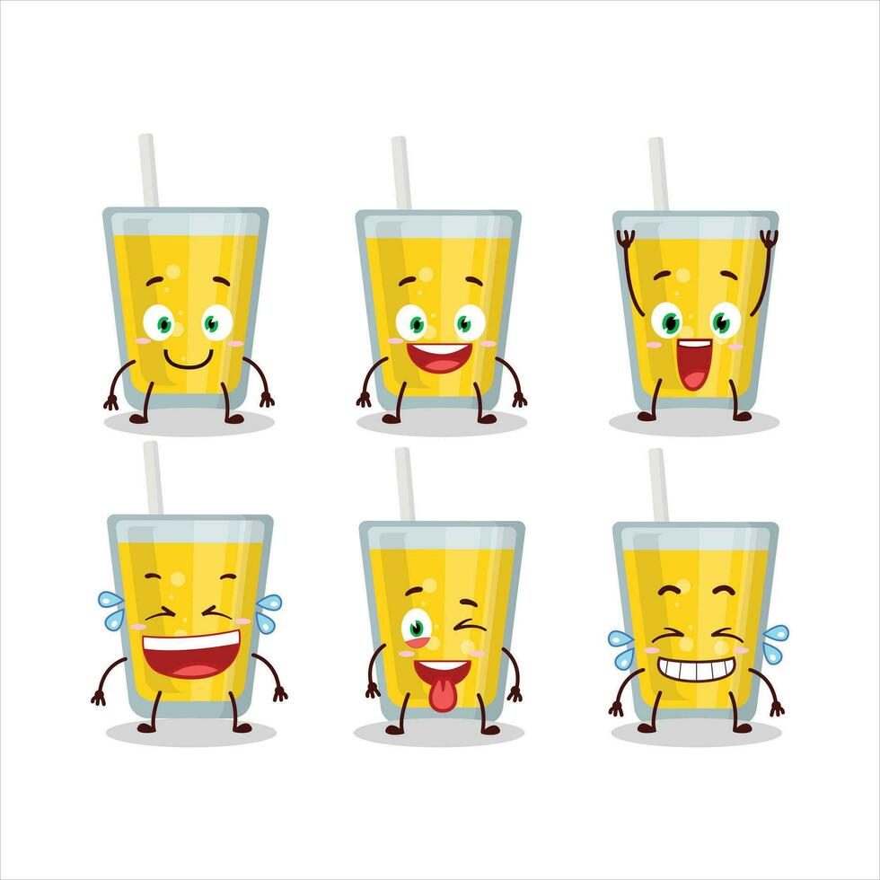 dibujos animados personaje de plátano jugo con sonrisa expresión vector