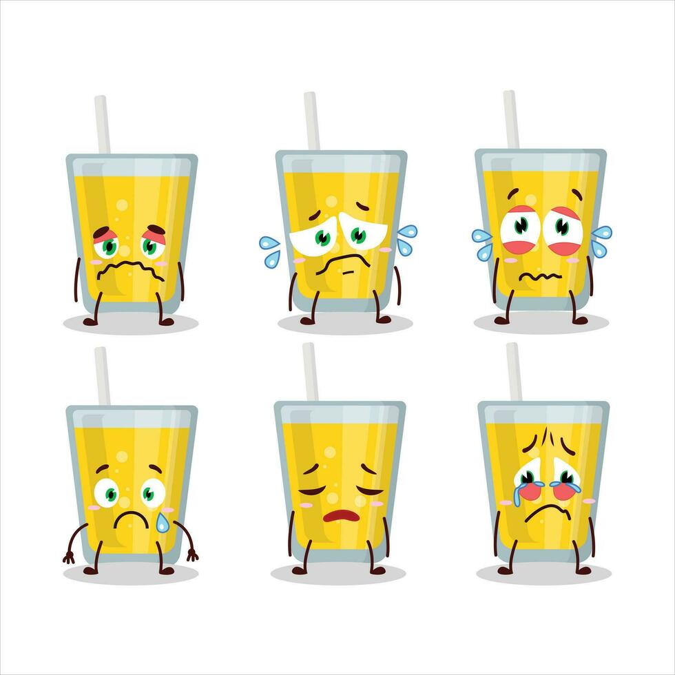 Banana juice cartoon character with sad expression vector