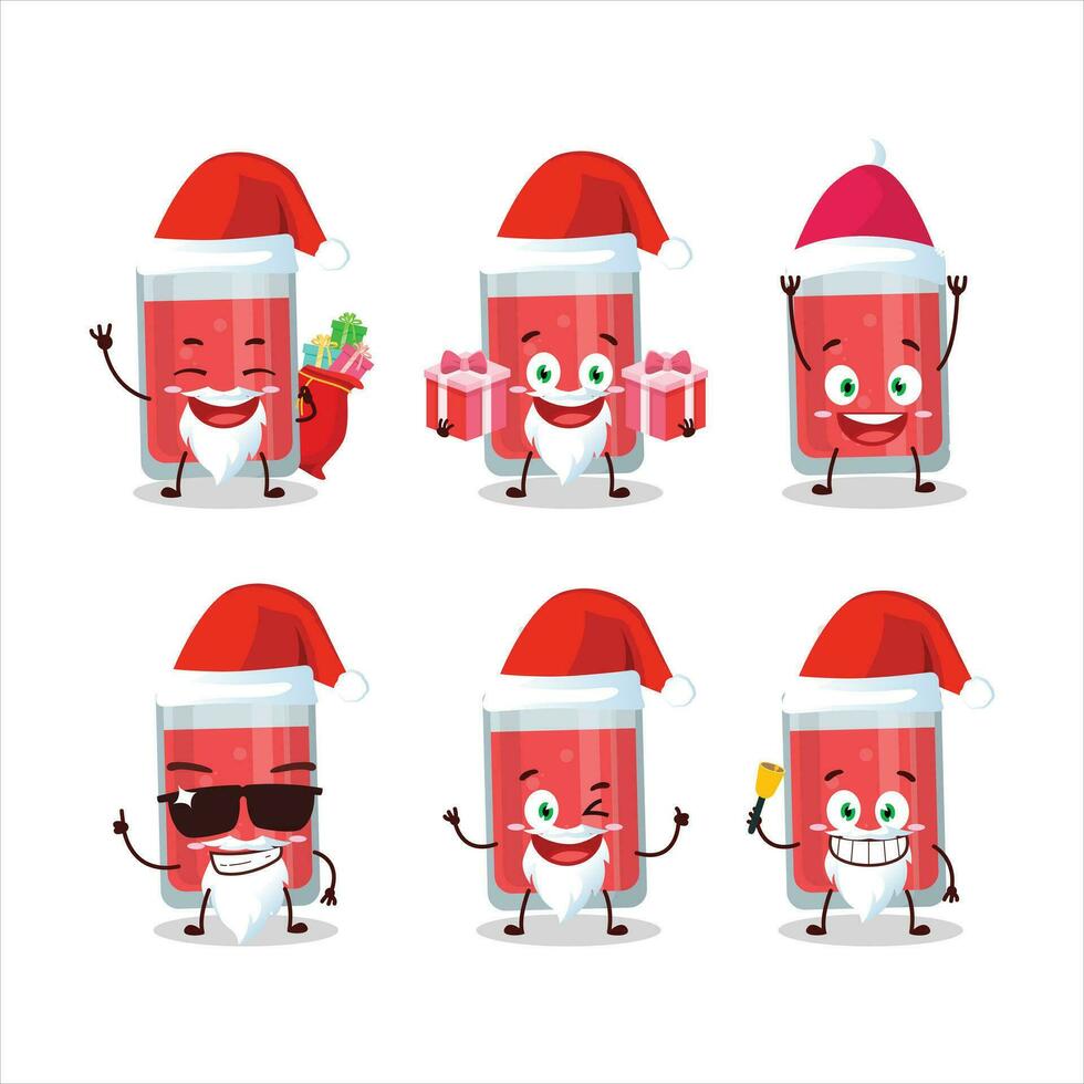 Papa Noel claus emoticones con sandía jugo dibujos animados personaje vector