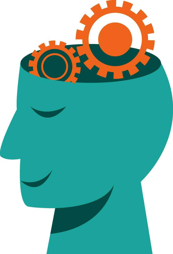 head silhouette with cogwheels icon graphic vector