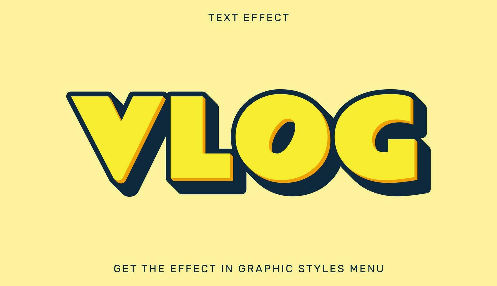 vlog texto efecto en 3d estilo vector