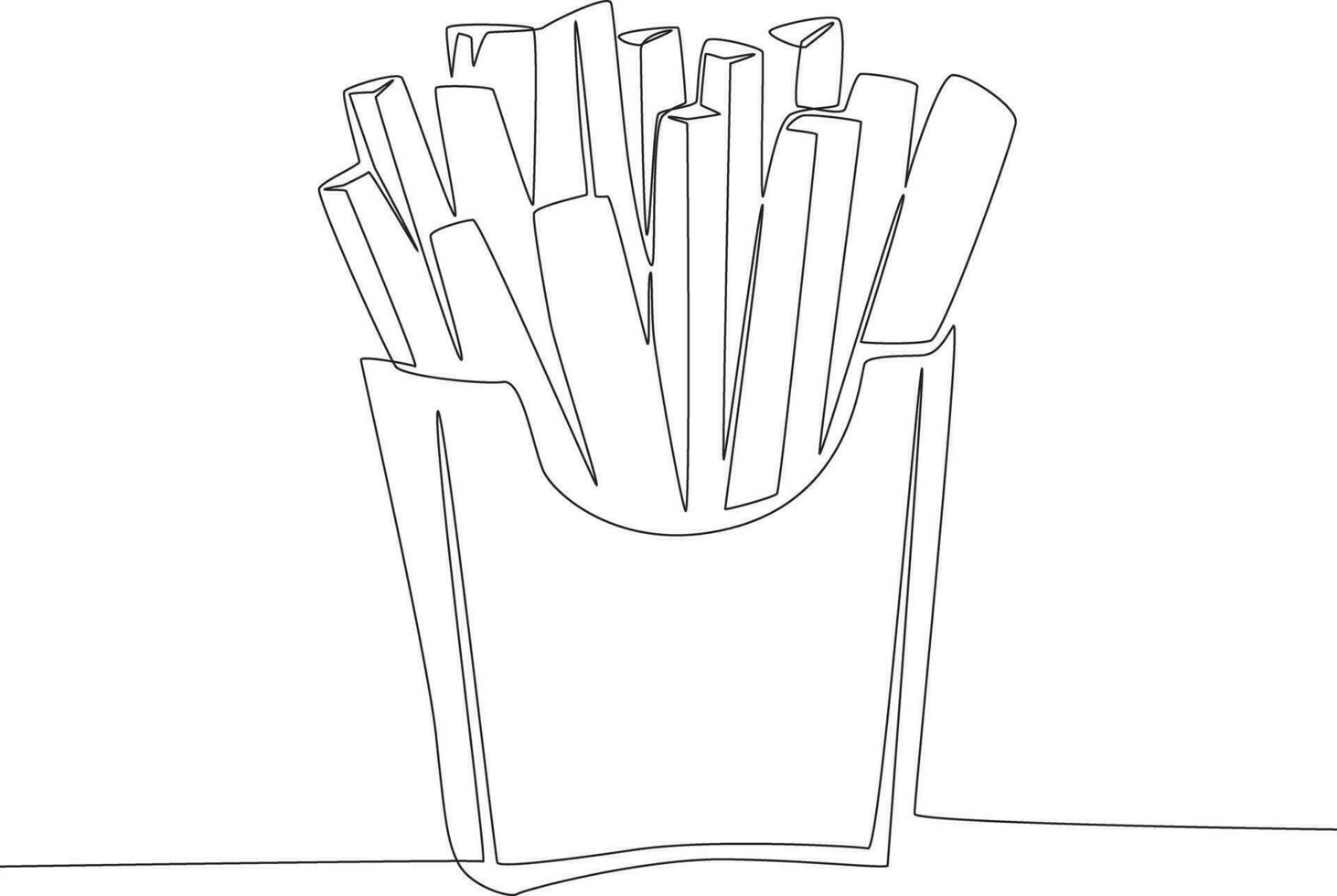 Single continuous line drawing french fries in paper box. Global Day Parent Concept vector