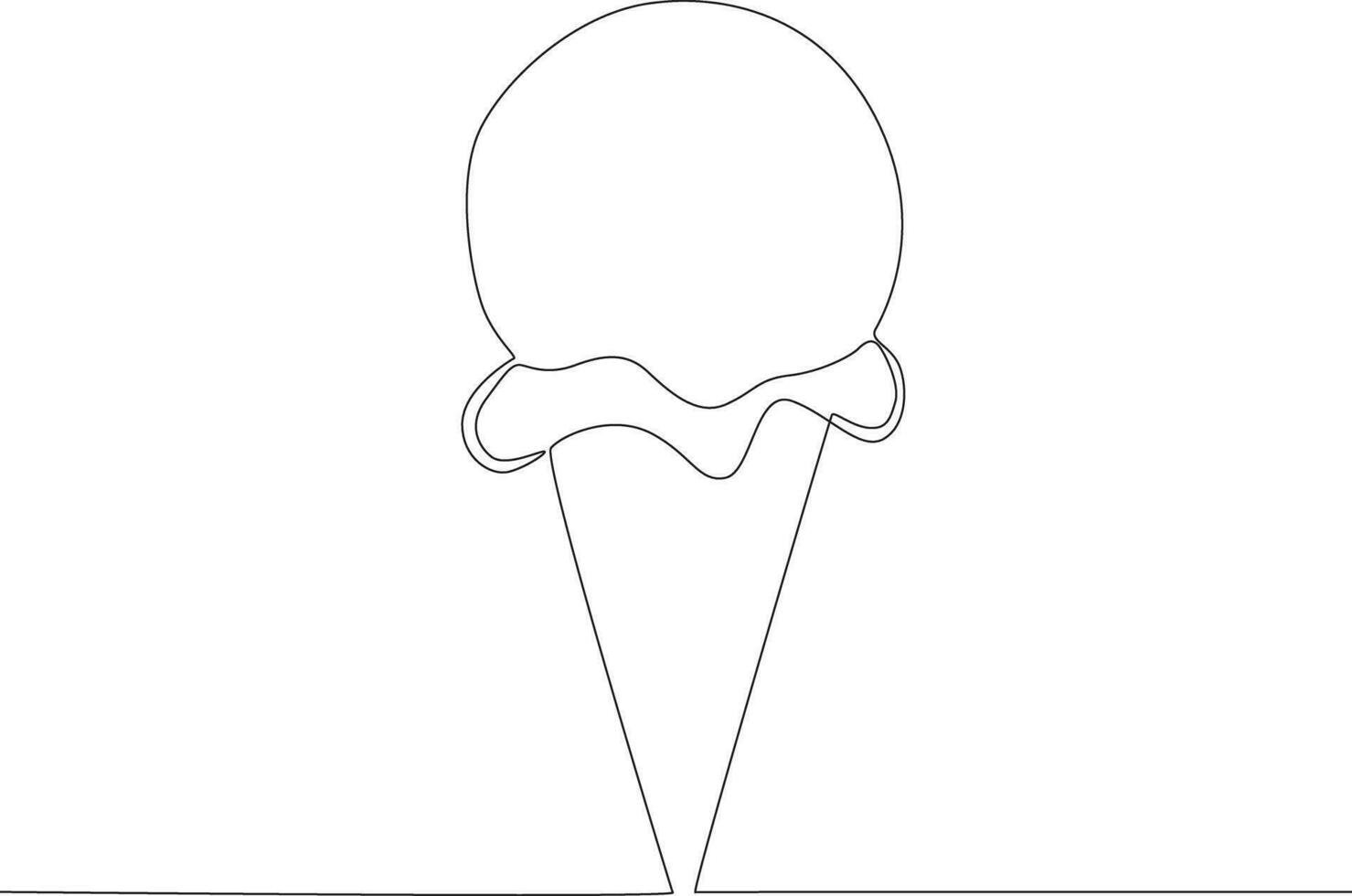 Single continuous line drawing ice cream scoops. Fast Food vector