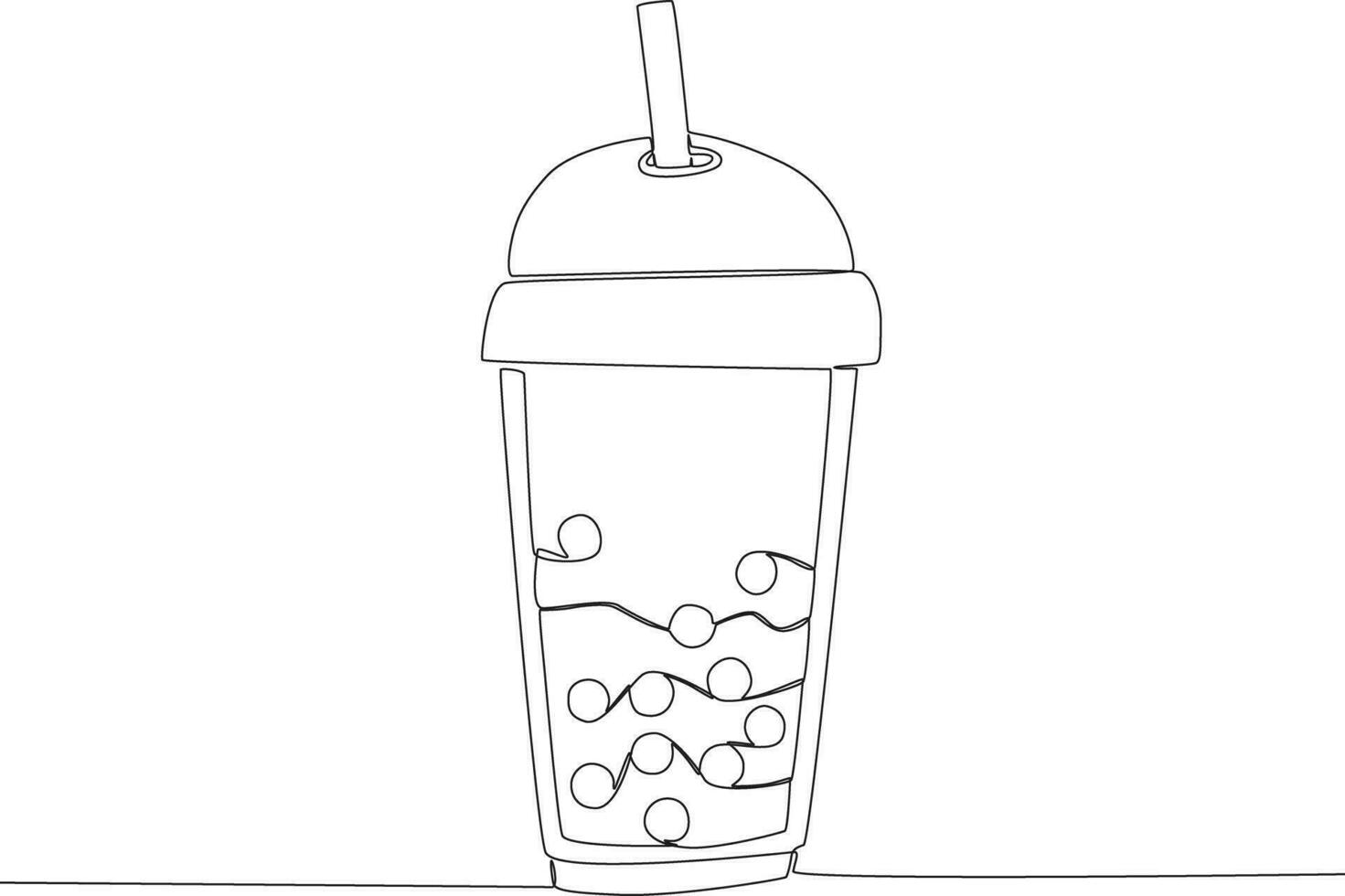 Single continuous line drawing boba drink. Fast Food vector