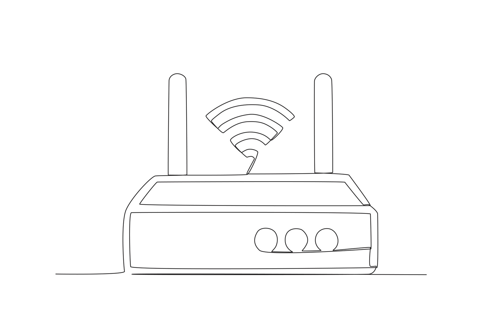 señal módem Wifi continuo línea dibujo elemento aislado en blanco