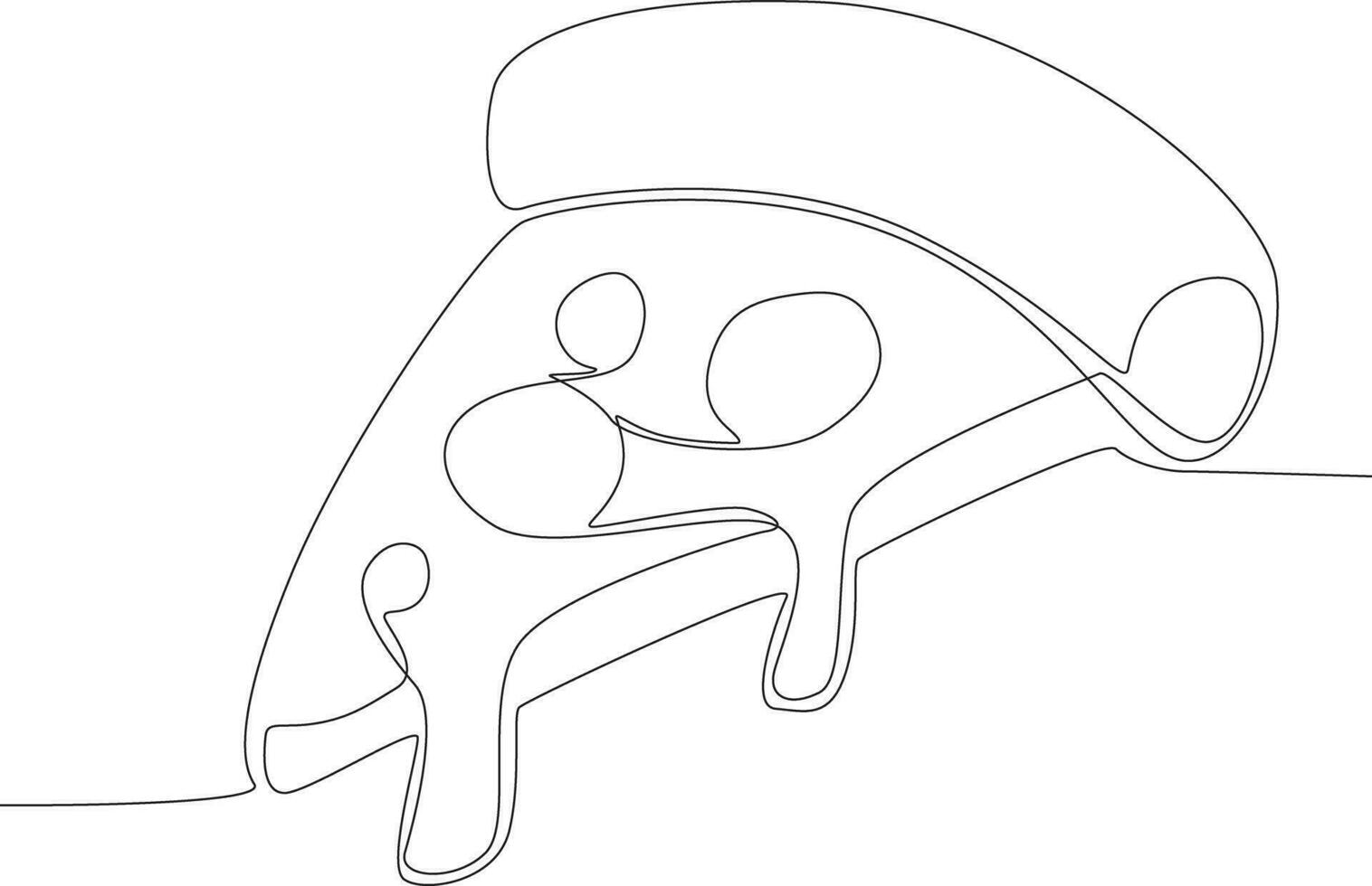 Single continuous line drawing sliced pizza. Fast Food vector