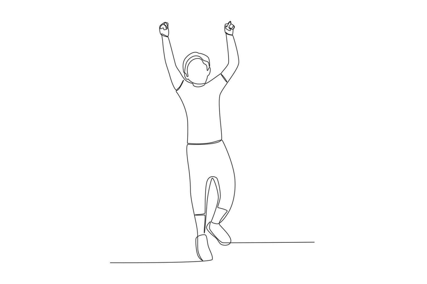 vector bosquejo continuo línea dibujo niño chico niños día contento saltar celebracion