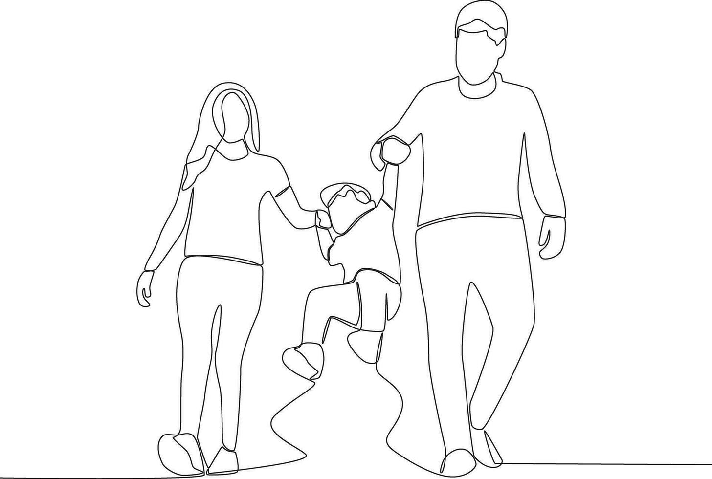 Single continuous line drawing happy family. Global Day Parent Concept vector