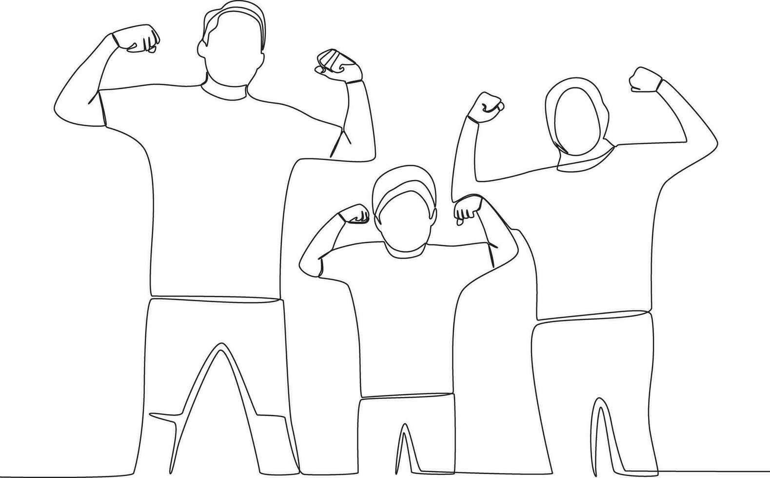 Single continuous line drawing family give strong pose. Global Day Parent Concept vector