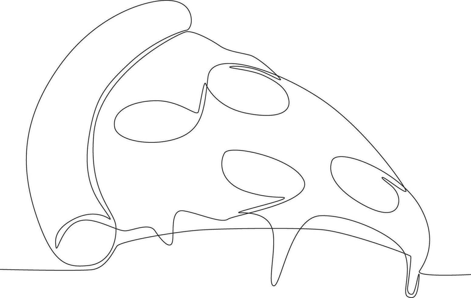 Single continuous line drawing melting fresh pizza. Fast Food vector