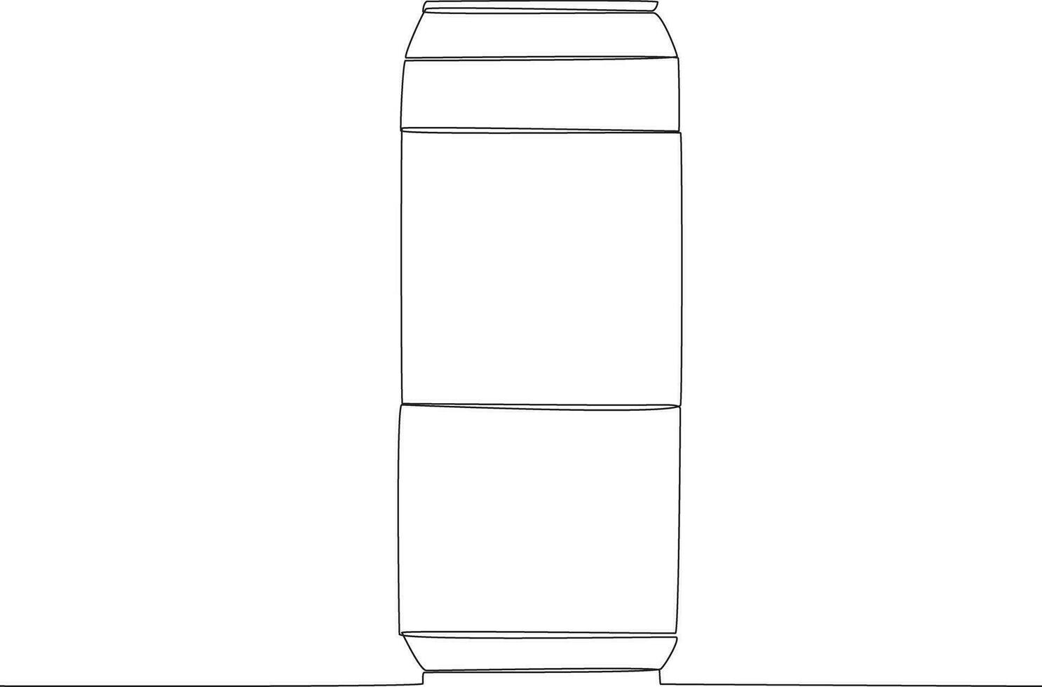 Single continuous line drawing canned drink. Fast Food vector