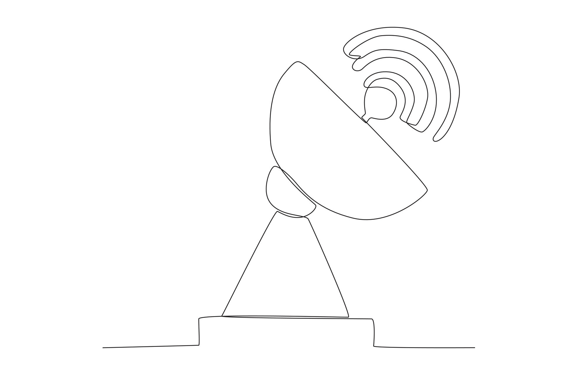 One single line drawing of transmitter tower Communication device
