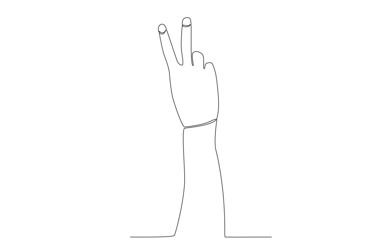 Vector continuous one line drawing hand gesture v symbol for peace peace day concept single line draw design vector graphic illustration