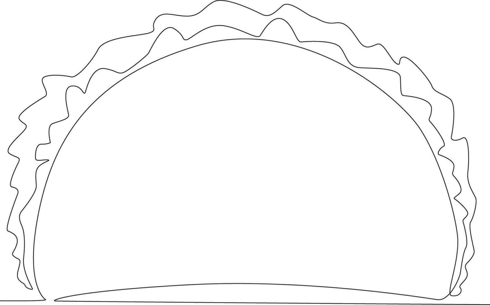 Single continuous line drawing taco. Fast Food vector