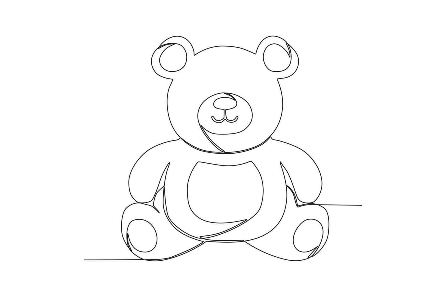 Vector bear plush toy with a single black line on a white background oneline drawing continuous line cute stuffed