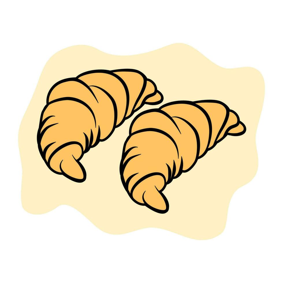 Croissant cartoon style image for banner, sticker, advertisement, vector ilustration.