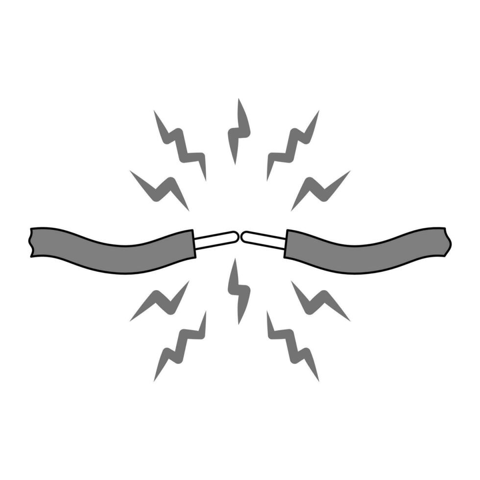 corto circuito. vector plano contorno icono ilustración aislado en blanco antecedentes.