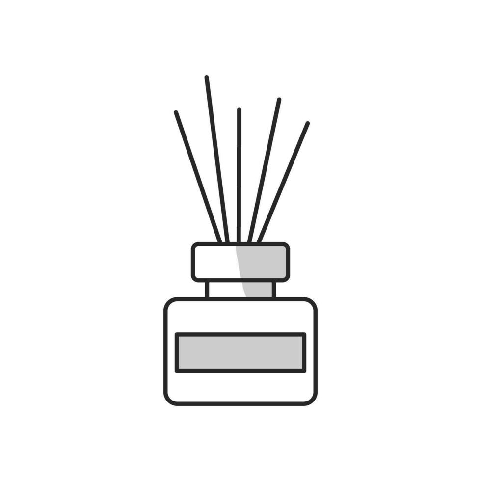 aroma diffuser icon, jar with reed sticks, thin line symbol on white background - vector illustration eps10.